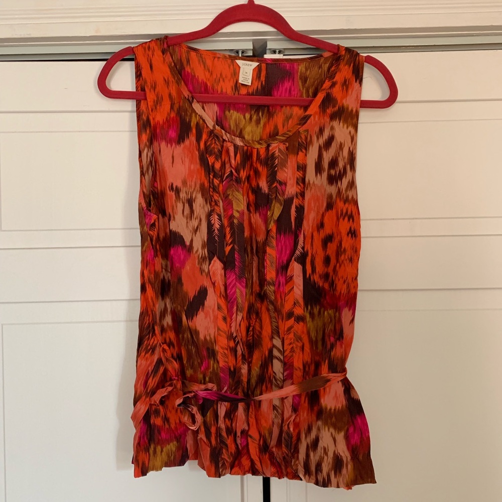 Striking watercolor print 100% silk JCrew top